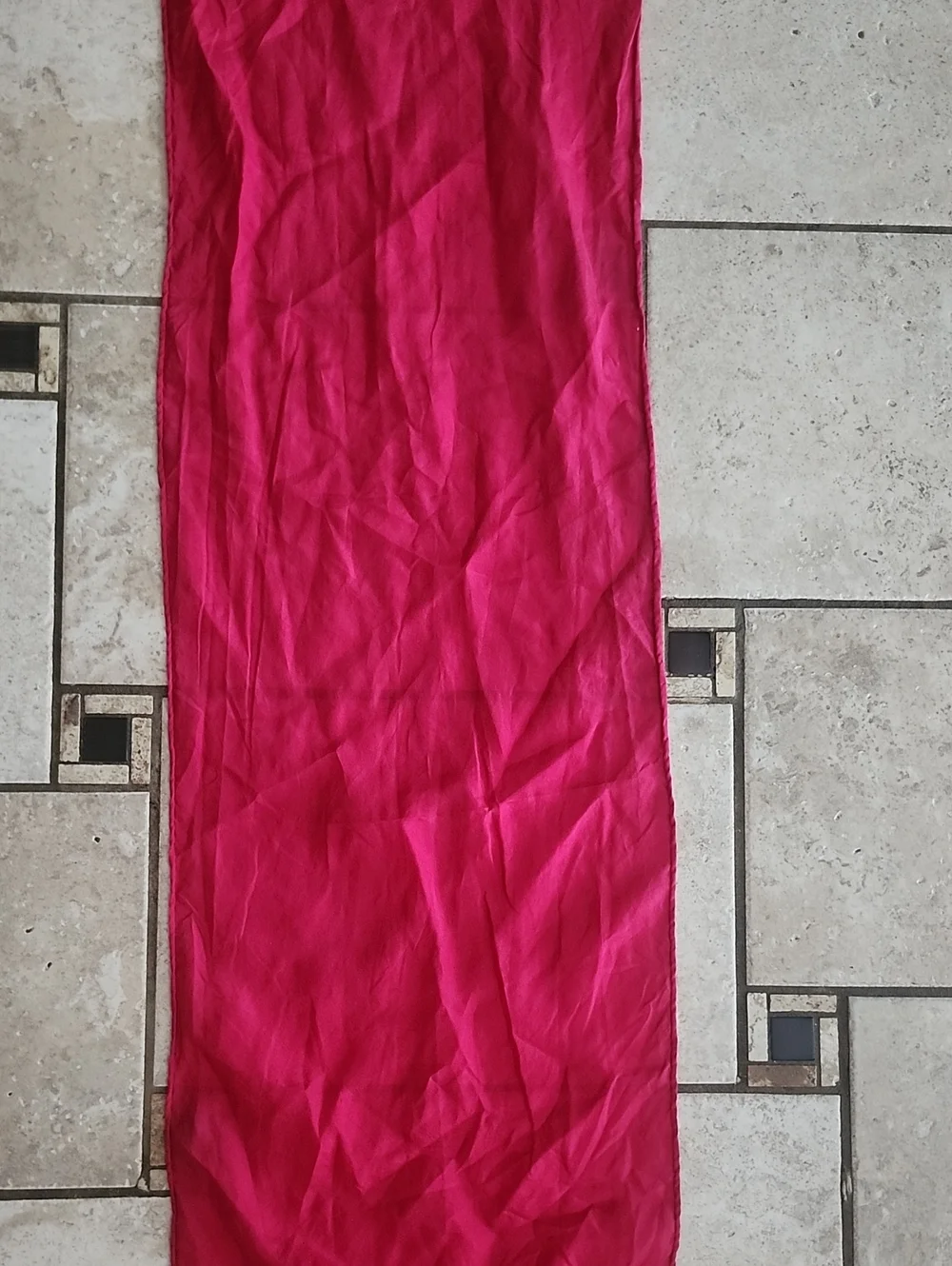 Vtg Made In Korea Sanded Silk Fuschia Pink Scarf